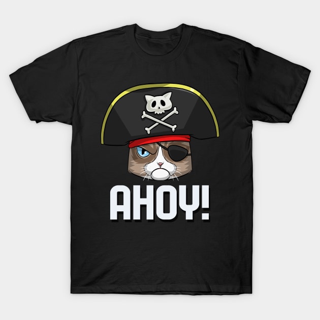 Exotic Shorthair Cat Pirate Captain T-Shirt by Noseking